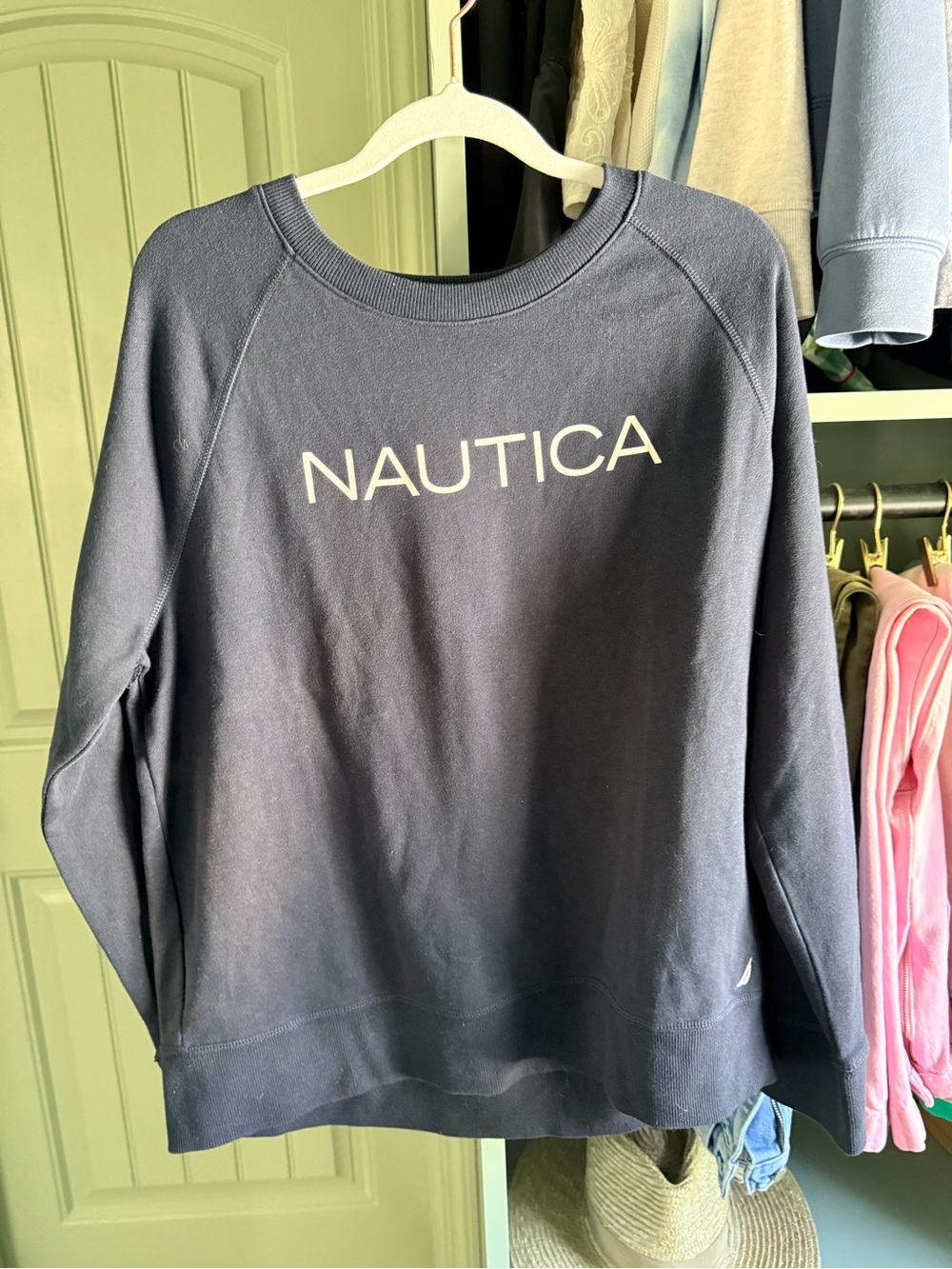 Nautica Women's Navy Logo Crewneck Sweater